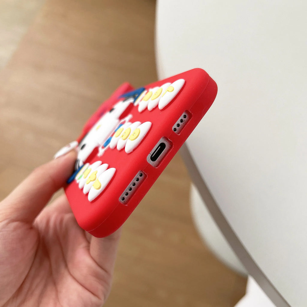 Lindo teléfono 3D Hello Kitty funda de teléfono para iPhone 17 16 15 14 13 Pro Max Plus 17 Pro cubierta de silicona suave de dibujos animados con cordón