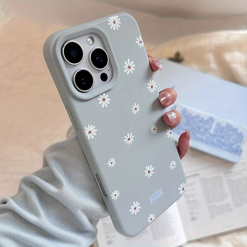 Funda de teléfono con flor pequeña y Margarita de estilo lindo para iPhone 11 12 13 14 15 16 17 Pro Max 16 Plus, funda de silicona suave con parachoques a prueba de golpes