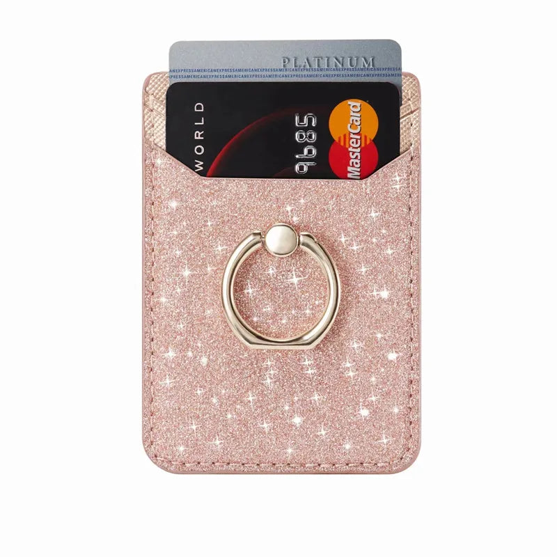 Tarjetero de cuero adhesivo 3M adhesivos tarjeta de identificación de crédito teléfono móvil bolsillo trasero funda tipo billetera pegatina soporte para teléfono Suporte Celular
