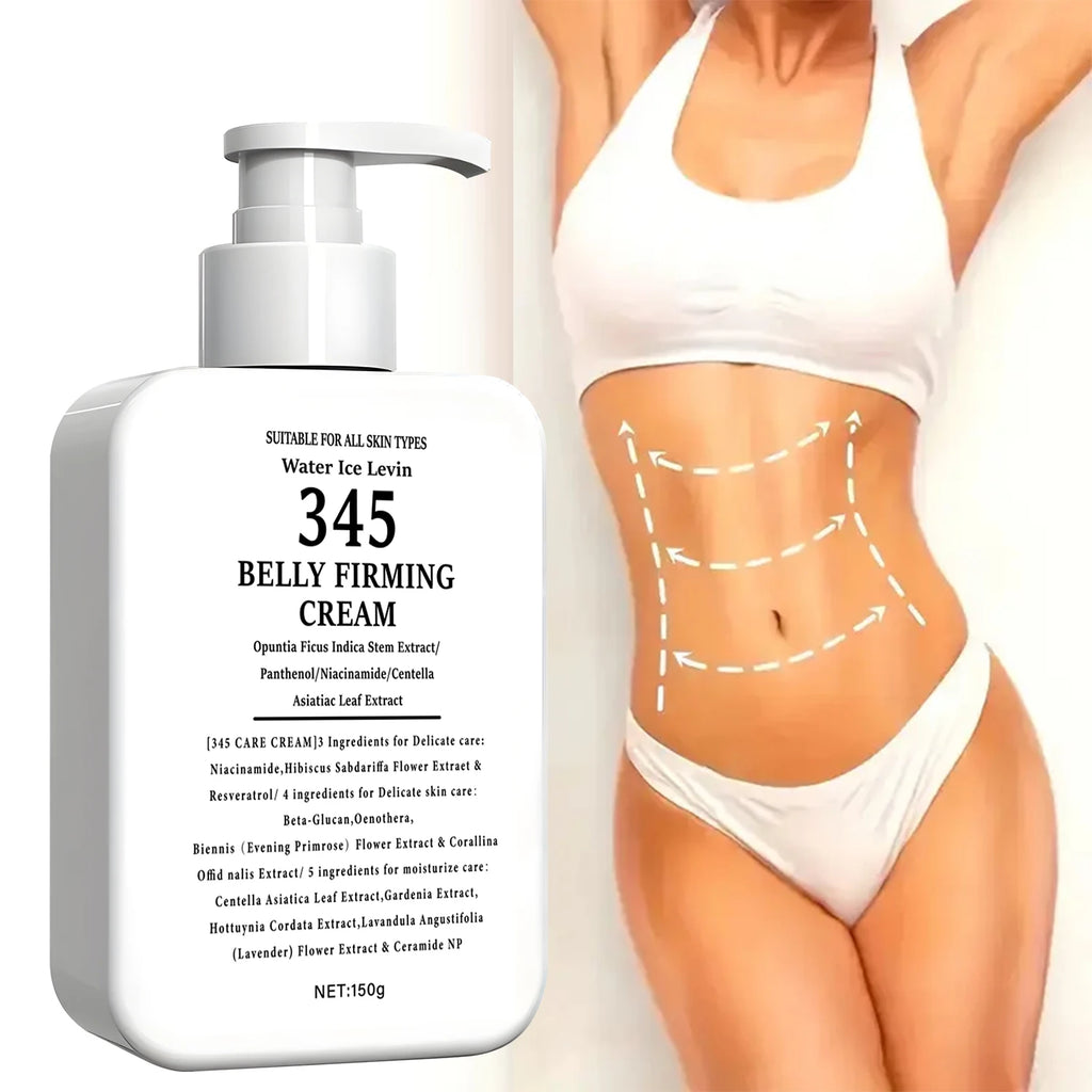 345 Crema reafirmante para el vientre Extracto de tallo de opuntia. Niacinamida Pantenol. Objetivos Piel Crepey. Tensar firmes. Todos los tipos de piel. 150 g.