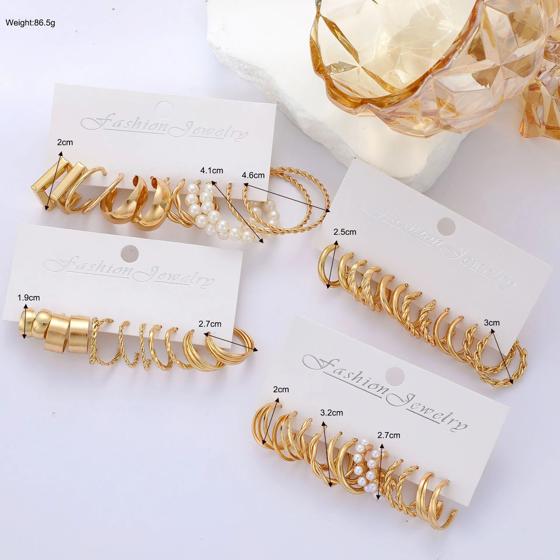 6/24 pares de pendientes de aro Vintage de Color dorado para mujer y niña, pendientes giratorios de Metal geométricos con perlas de imitación, joyería de moda
