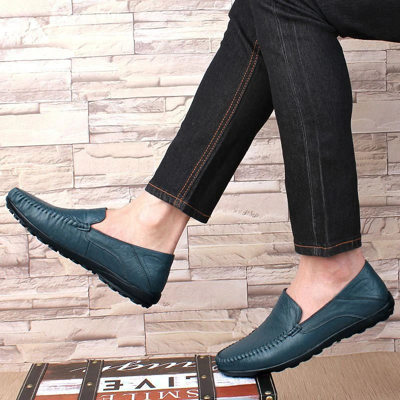 Zapatos de hombre de cuero genuino, mocasines formales informales de marca de lujo para hombre, mocasines italianos transpirables sin cordones, zapatos náuticos de talla grande