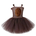 Vestido tutú de oso marrón para niñas, disfraz de Animal de Halloween, traje de Navidad y cumpleaños para niños, ropa para niños con orejas y cola de lazo