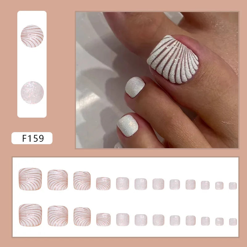 Patrón de concha, prensa en uñas, puntas de uñas postizas con pegatina, diseño de uña postiza, mariposa, chica encantadora, uña postiza