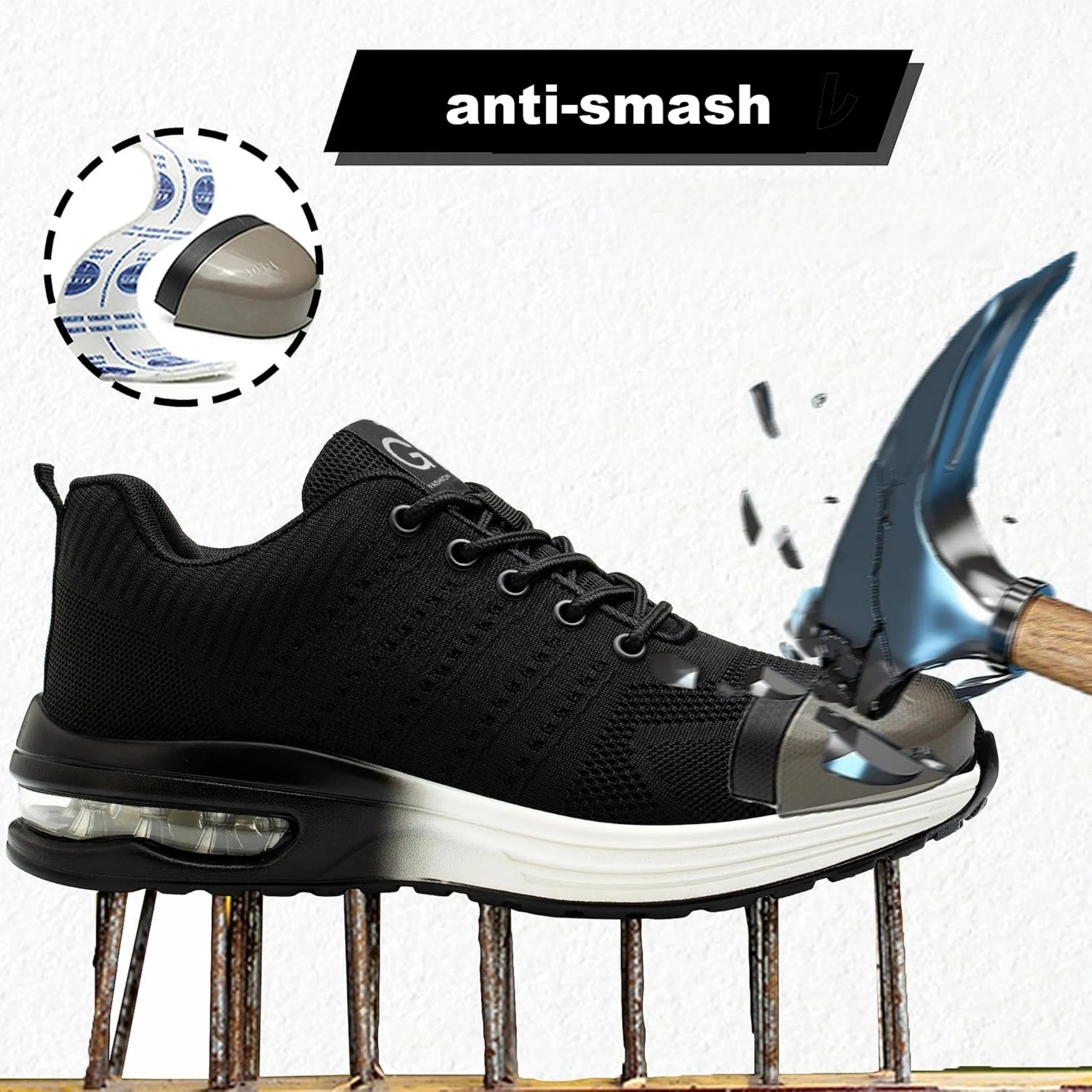 Zapatos de seguridad indestructibles para mujer, zapatos de trabajo con punta de acero antipinchazos, zapatillas ligeras antideslizantes con cojín de aire