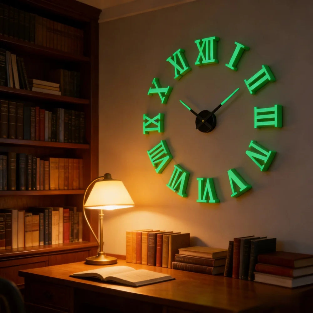 Reloj de pared grande 3D, relojes de pared clásicos luminosos, reloj Digital DIY, relojes de pared, pegatinas, reloj silencioso para el hogar, mesa de salón