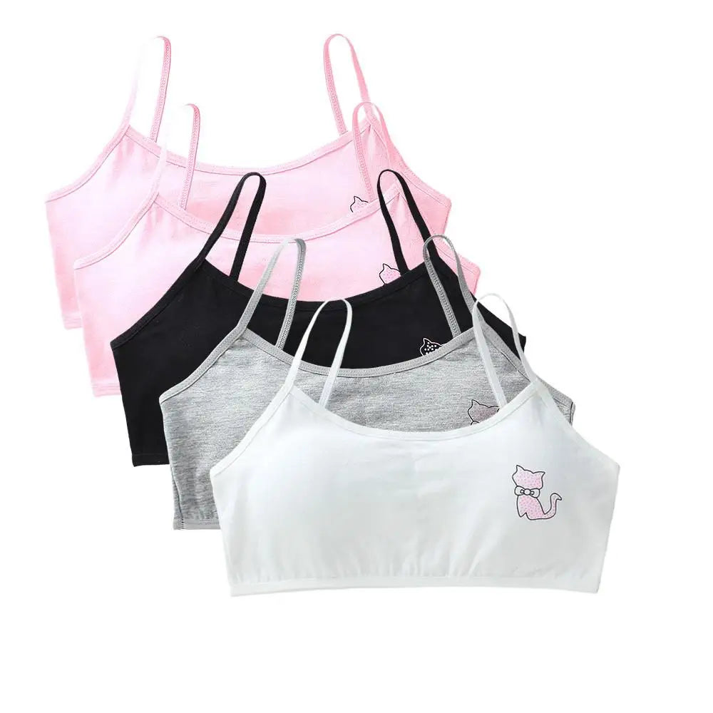 5 unids/lote Teeange niñas pequeñas sujetadores de entrenamiento Purbery School Girl Sujetador deportivo niños almohadilla para el pecho desmontable ropa interior niños Tops de tubo