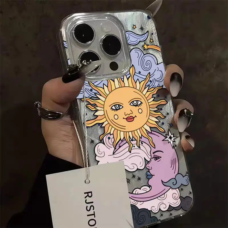 Funda de teléfono Punk Cool Angel Sun para iPhone 16 Pro Max 17 Pro Max 17Air 16E 15 14 13 12 11 Camlet cubierta anticaída