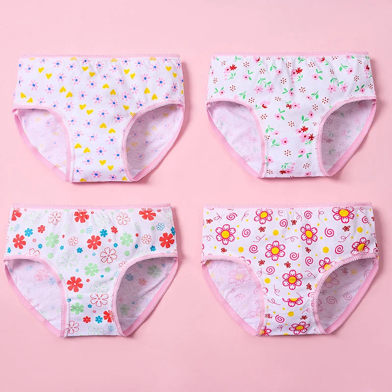 Conjuntos de bragas de algodón para niñas y niños, calzoncillos cortos, ropa interior para niños, pantalones cortos de dibujos animados, calzoncillos, bragas de encaje, 3/6/12 Uds.