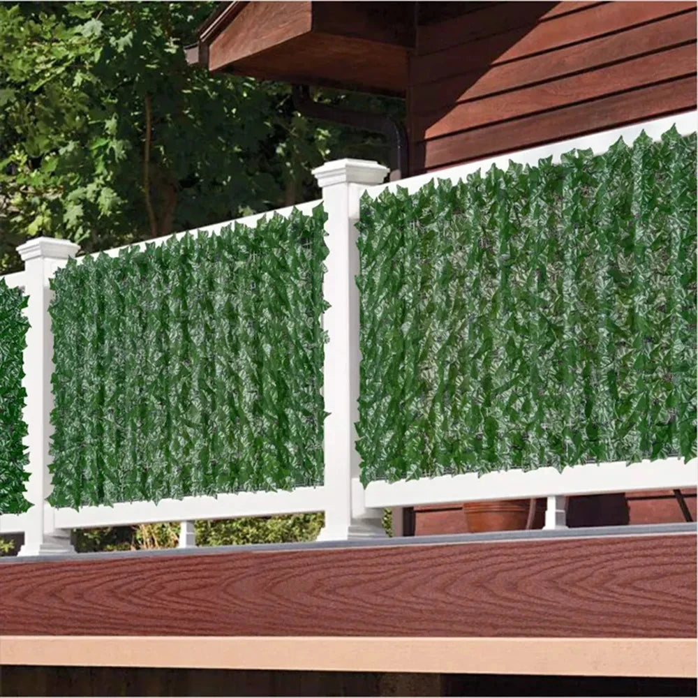 Paneles de valla de hojas verdes con seto de hiedra Artificial, pantalla de valla de privacidad falsa para decoración de hogar, jardín y balcón al aire libre