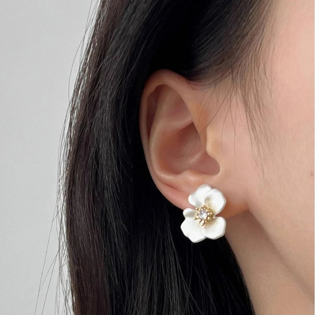 PANJBJ-pendientes de plata de ley 925 con forma de flor para mujer, con circonita, acabado mate, estilo Retro, regalo de joyería de cumpleaños, envío directo