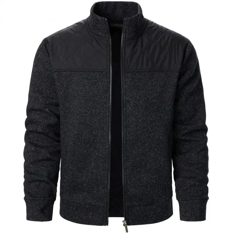 Sudaderas de retales para hombre, chaqueta con cuello levantado, cárdigan ajustado, ropa de calle, ropa deportiva, abrigo informal con cremallera, chándal para exteriores para hombre