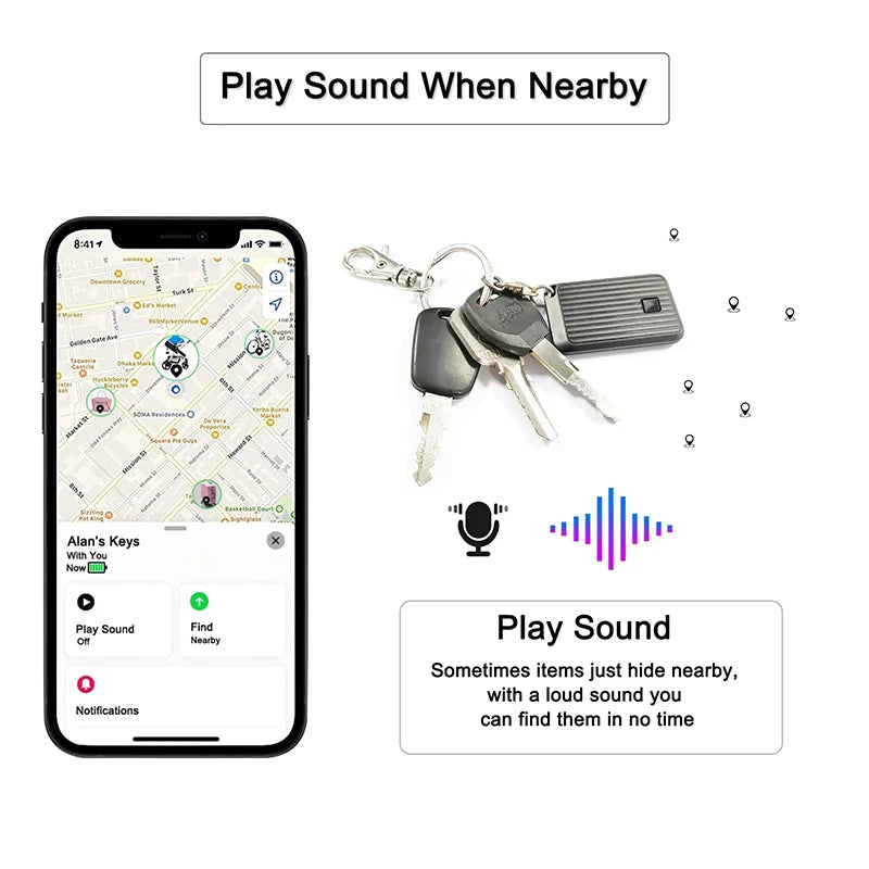 Nuevo rastreador GPS antipérdida MINI localizador cuadrado negro para uso antirrobo móvil enjunción con sistema iOS encontrar mi aplicación