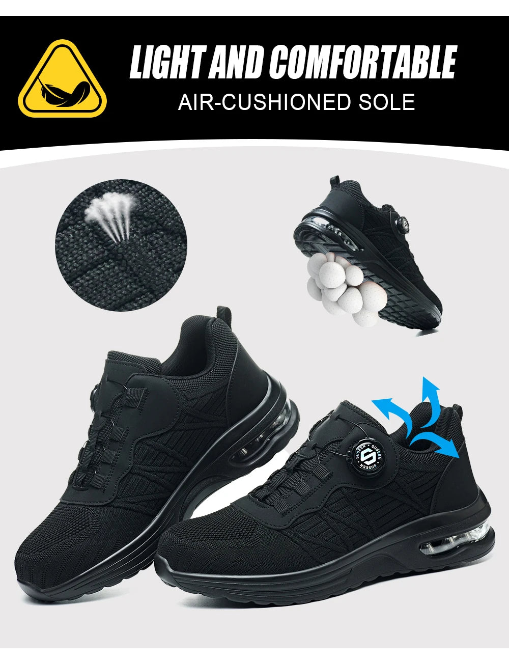 Nuevos zapatos de seguridad con hebilla giratoria para hombre, botas de trabajo ligeras antiimpacto y antiperforación, diseño deportivo de moda para exteriores profesionales