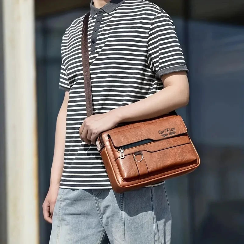 Bolso de hombro de estilo neutro para hombres y mujeres, adecuado para viajes de negocios y fotografía de material de PU.
