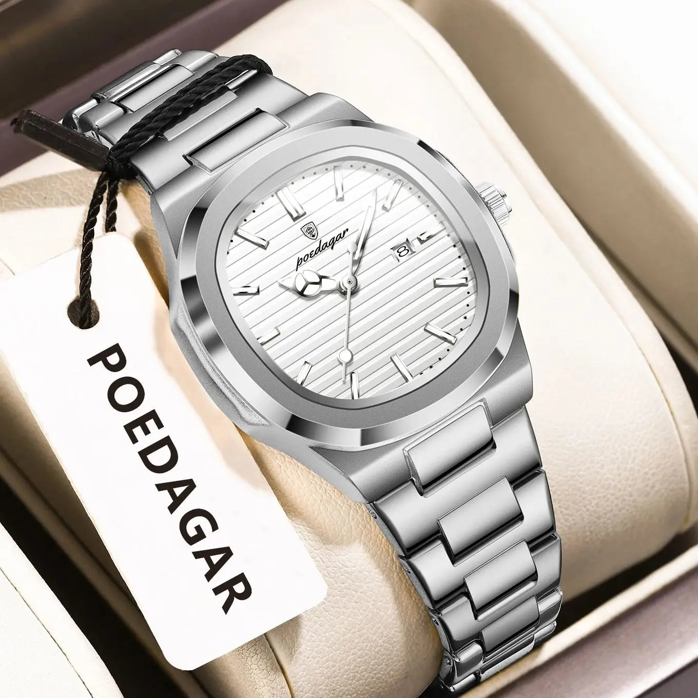POEDAGAR, reloj de pulsera exquisito para mujer, resistente al agua, fecha luminosa, relojes de moda para mujer, reloj de cuarzo de acero inoxidable para mujer