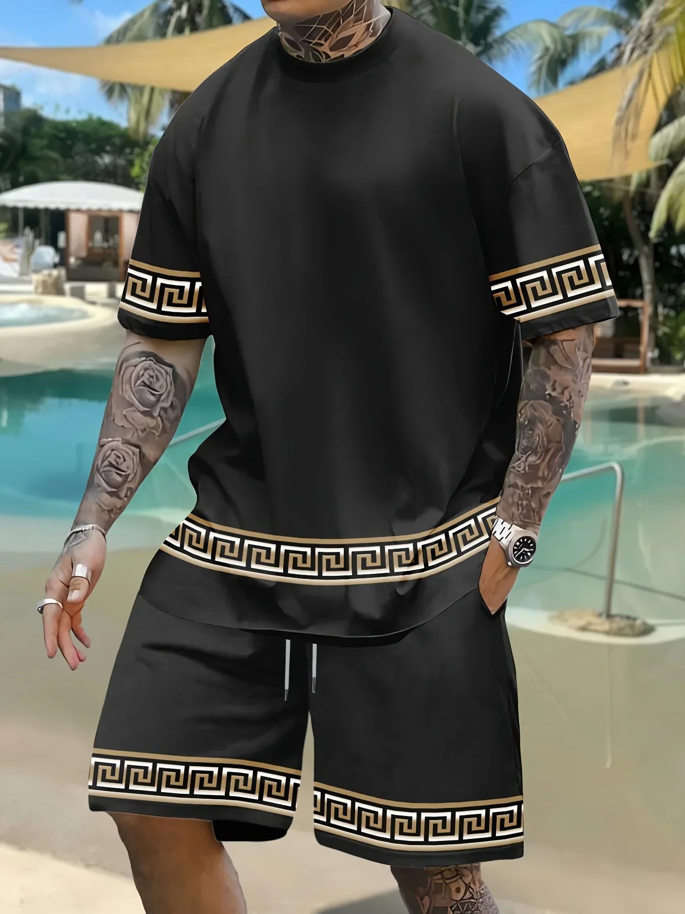 Conjunto de pantalones cortos de manga corta de poliéster con estampado 3D para hombre, conjunto transpirable informal de moda, uso diario, superventas de verano