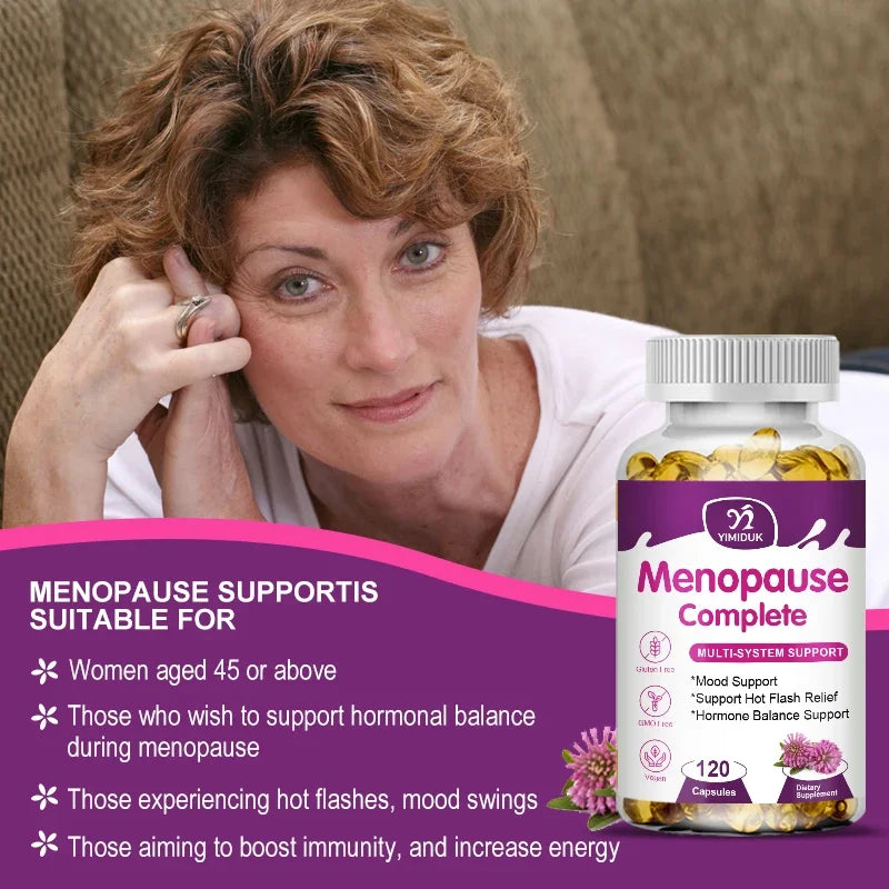 ¡Compre 1 y obtenga 1 gratis! Suplemento completo para menopausia, para alivio de flash en caliente, equilibrio hormonal y estado de ánimo, calma el molestias en las articulaciones, vegano