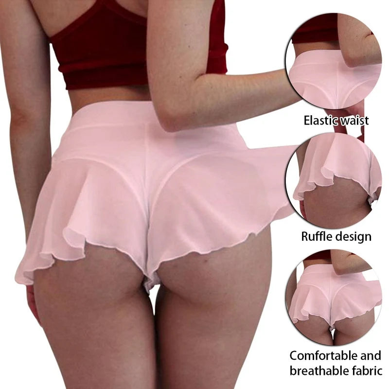 Bragas transparentes para mujer, vestido deportivo con volantes, Ropa de baile, ropa interior Sexy, Mini vestido para mujer, falda de tenis Sexy, tangas de lencería