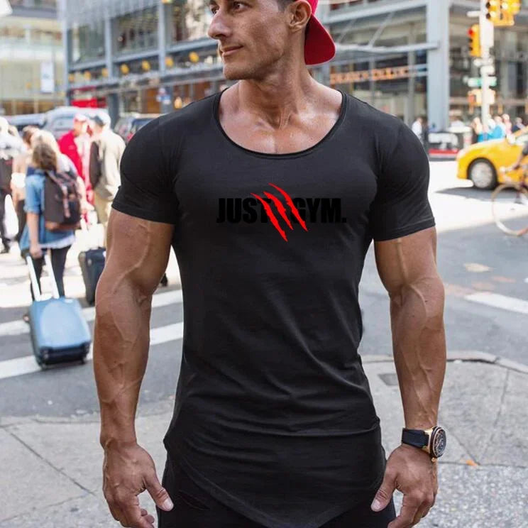 Camisetas deportivas de manga corta para correr para hombre, ropa deportiva ajustada transpirable de algodón para verano, camisetas musculares para gimnasio, culturismo y Fitness
