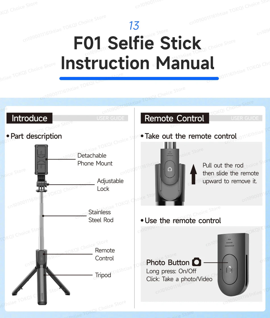 Trípode/palo Selfie F01, soporte para teléfono, Mini trípode portátil con Bluetooth inalámbrico para Android e Iphone, teléfono inteligente, disparo Vlog