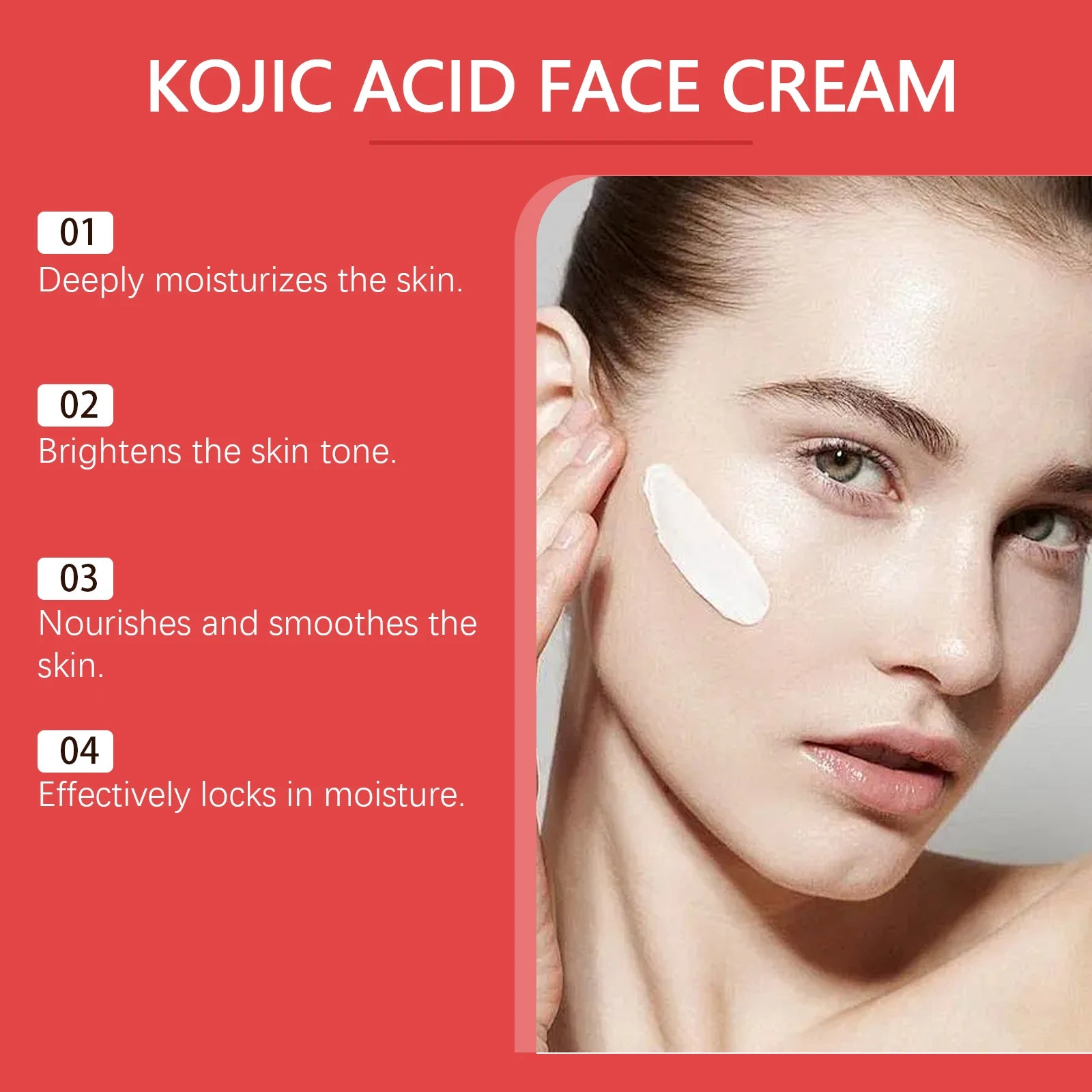 Crema blanqueadora de ácido kójico, pigmento iluminador de la piel, melanina, aclara las manchas oscuras, elimina la mejora la embotamiento, tono uniforme, hidratante facial