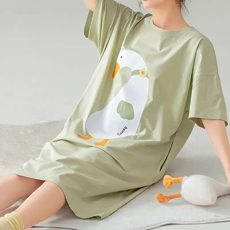 100% ALGODÓN! Camisón de verano para mujer de talla grande M-4XL, nuevo camisón antibacteriano HQ, camisón de manga corta, vestido informal