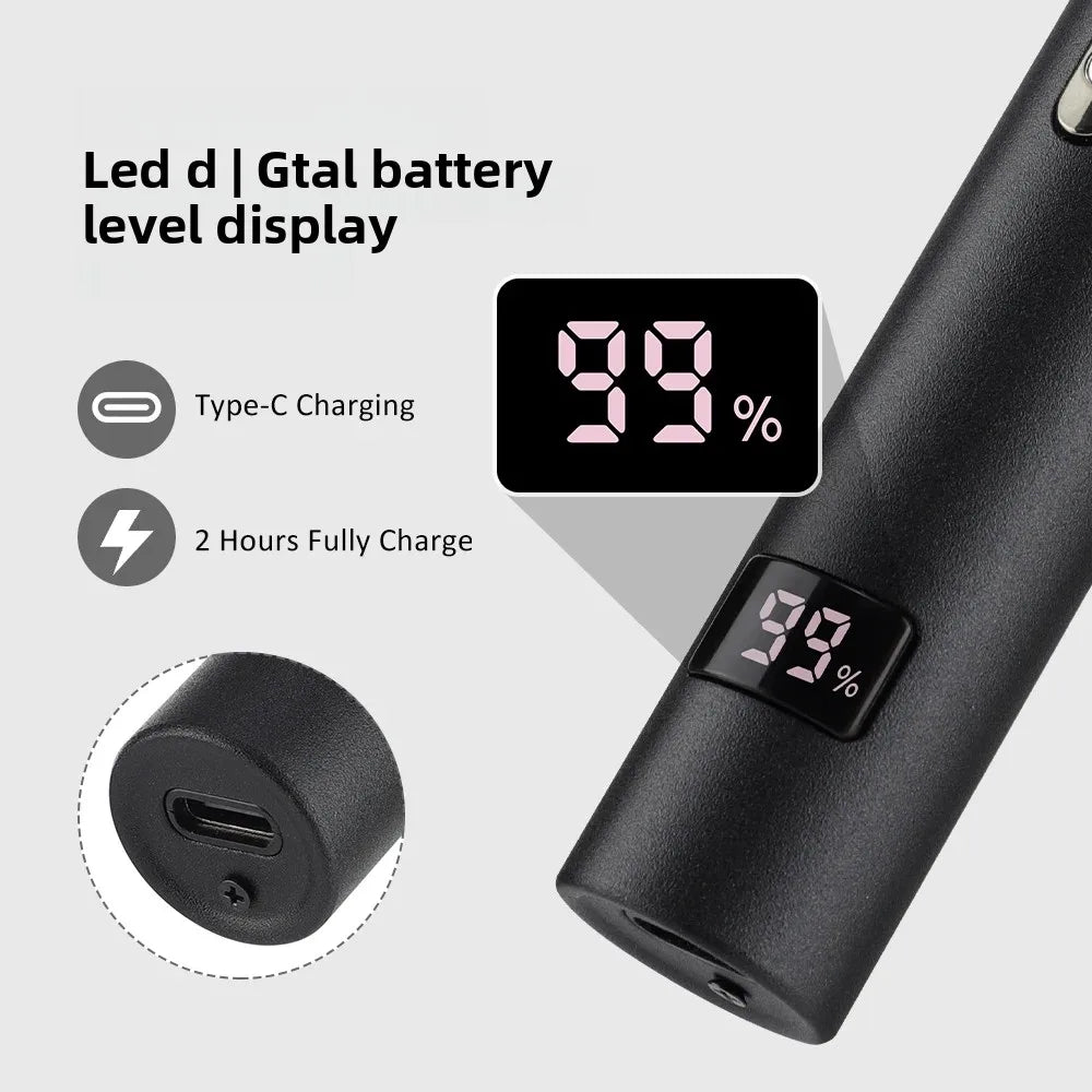 Cortadora de pelo eléctrica 3 en 1 para hombres, pantalla LED, patillas indoloras, cejas, barba, afeitadora, recargable por USB