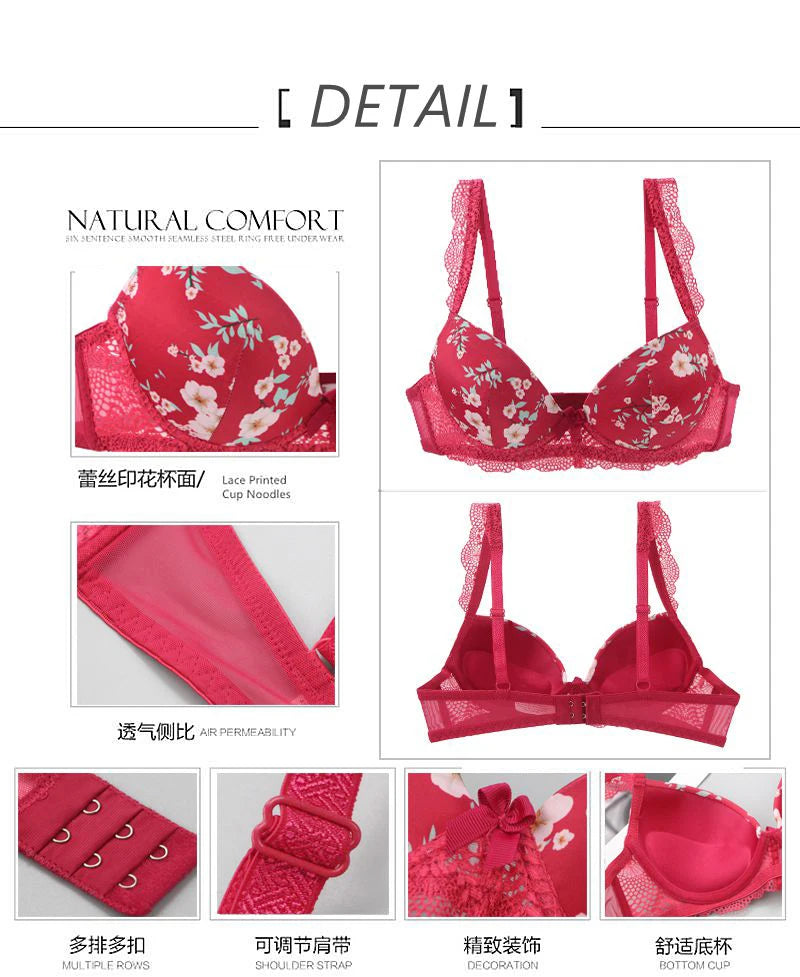 Conjunto de sujetadores sexys para mujer, ropa interior Floral con lazo de copa BCDE grande, negro, Beige, azul, rojo, blanco, lencería de encaje, novedad de 2023