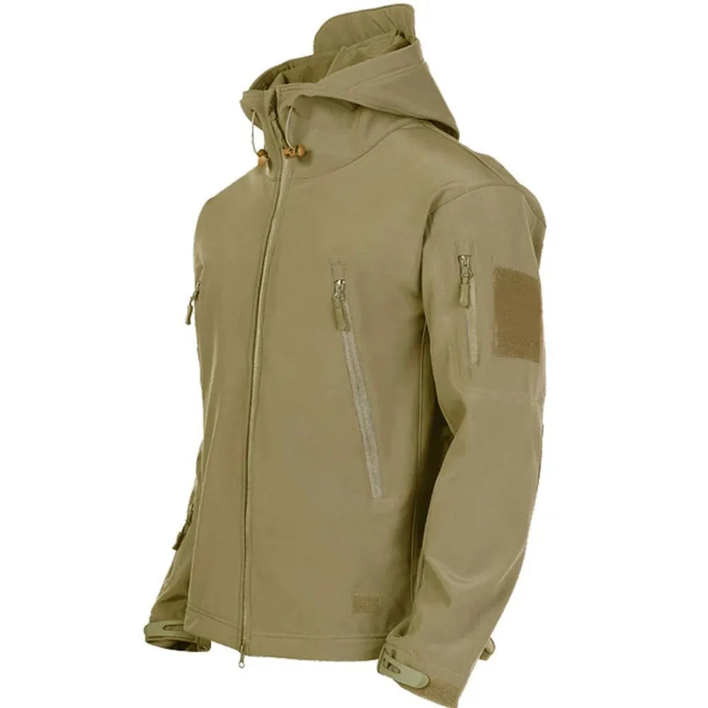 Chaqueta de Piel de Tiburón a la Moda 2024, Chaqueta Táctica Impermeable y Cortavientos para Hombre, Chaqueta con Capucha