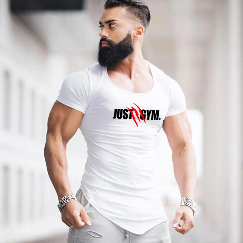 Camisetas deportivas de manga corta para correr para hombre, ropa deportiva ajustada transpirable de algodón para verano, camisetas musculares para gimnasio, culturismo y Fitness