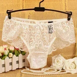 Bragas de encaje sexis de talla grande, lencería para mujer, bragas de encaje transparente transpanrent brillantes, talla grande brasileña femenina S M L XL de talla grande