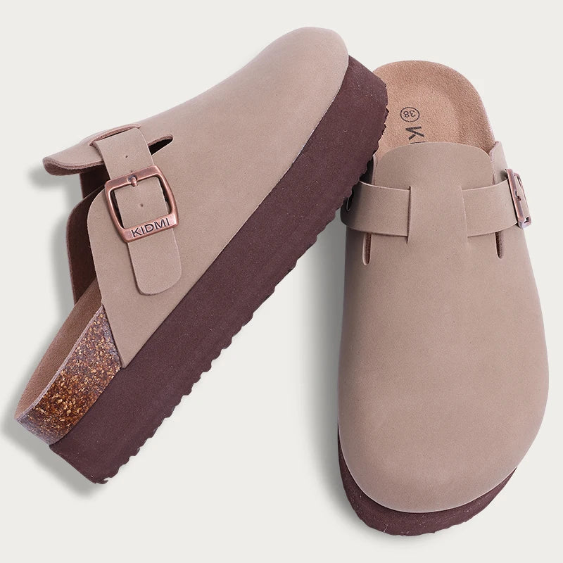 Shevalues-Sandalias de plataforma para mujer, zuecos de tacón grueso, zapatillas de cuero, calzado de corcho, sandalias de playa a la moda, Verano
