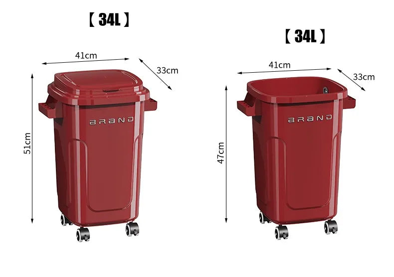 Contenedor de Basura de Cocina de Gran Capacidad con Ruedas y Tapa para Uso Doméstico y Comercial, Fácil de Mover, No Es Necesario Agacharse