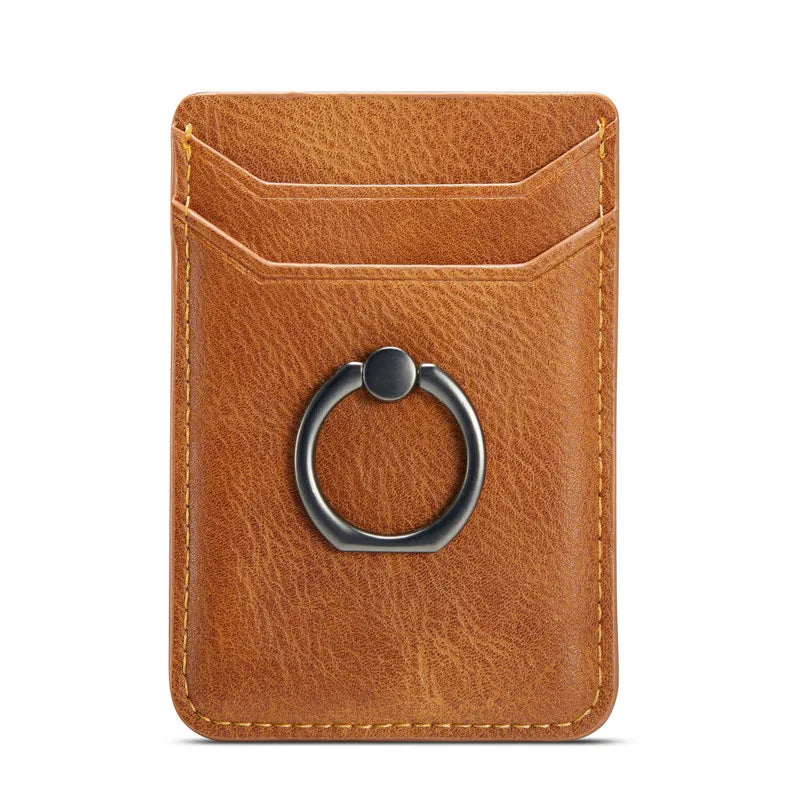 Tarjetero de cuero adhesivo 3M adhesivos tarjeta de identificación de crédito teléfono móvil bolsillo trasero funda tipo billetera pegatina soporte para teléfono Suporte Celular