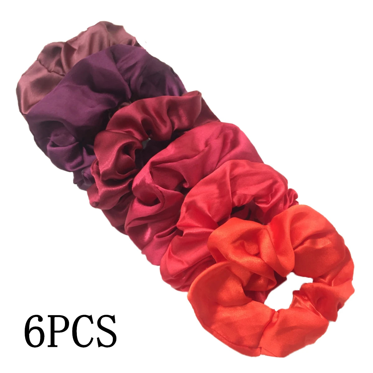 6 unids/lote, bandas para el pelo, lazos, cuerdas, soporte para cola de caballo para mujeres o niñas, accesorios, tocados de satén, Color sólido 100