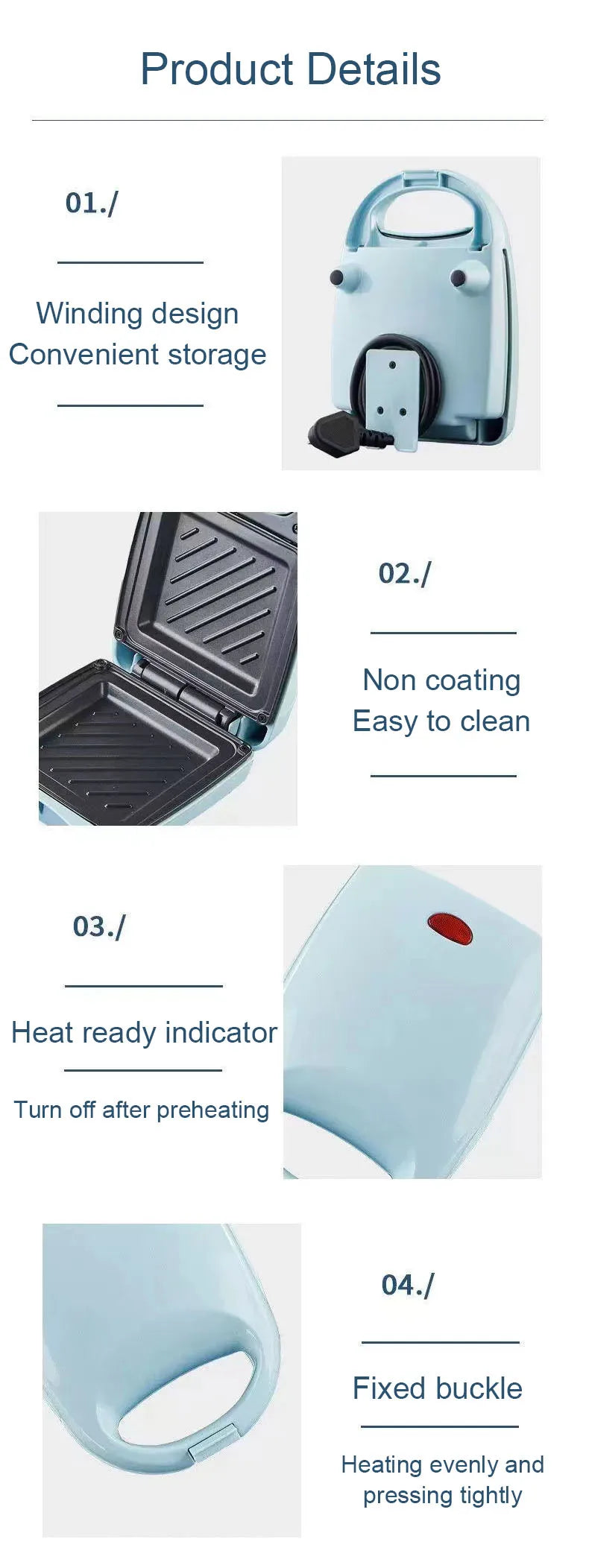 EDTID-máquina eléctrica para hacer sándwiches, Mini máquina ligera para comida, pan, Muffin, desayuno, tortilla de huevo, sartén para hornear, Panini, calentador para parrilla, horno EU