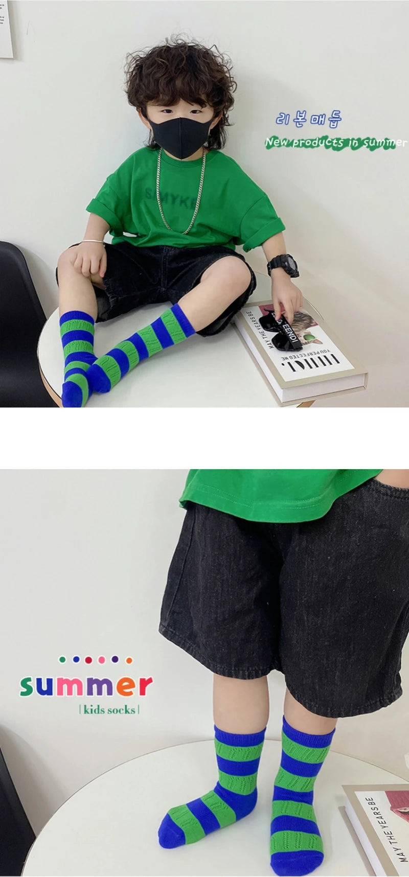 Horetong, 3 par/lote, calcetines de verano para niños de 1 a 12 años, calcetines de algodón a la moda para bebés, calcetines transpirables a rayas con contraste de colores