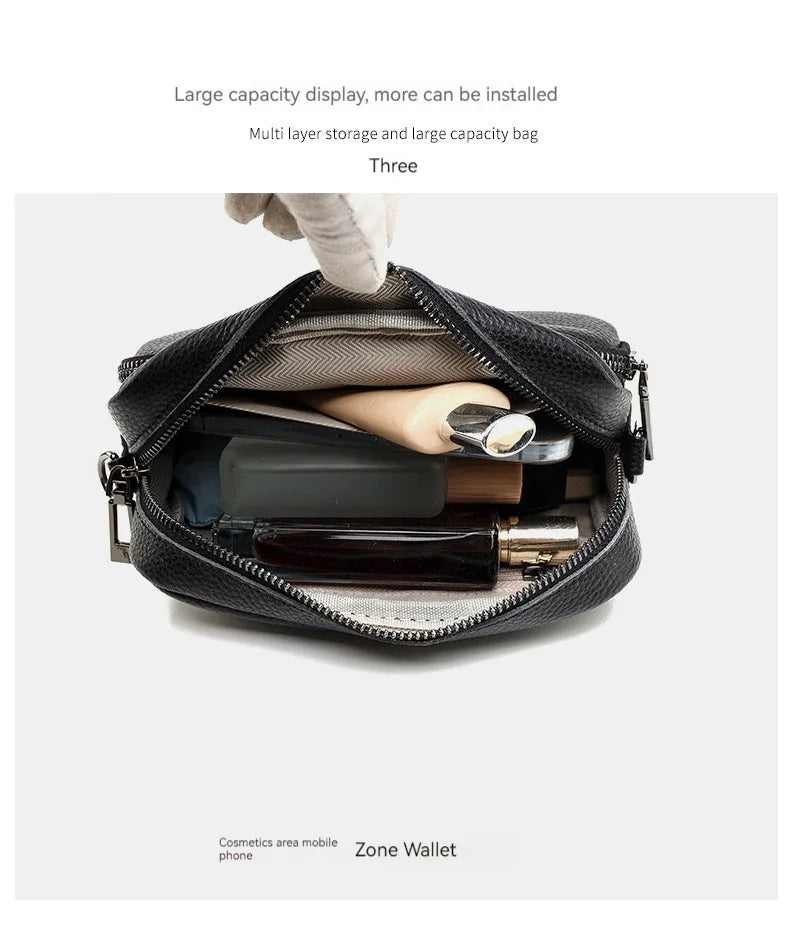 Bolso cruzado para mujer, diseño de moda espacial múltiple, gran capacidad, Material PU, bolso de hombro ligero