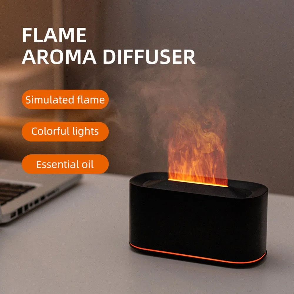 Difusor de aceites esenciales, humidificador de fuego de vapor de agua colorido con llama para sala de máquinas de terapia de aroma de aromaterapia, difusor de llama