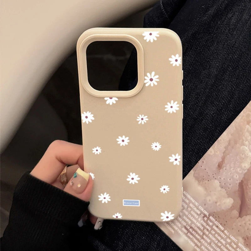 Funda de teléfono con flor pequeña y Margarita de estilo lindo para iPhone 11 12 13 14 15 16 17 Pro Max 16 Plus, funda de silicona suave con parachoques a prueba de golpes