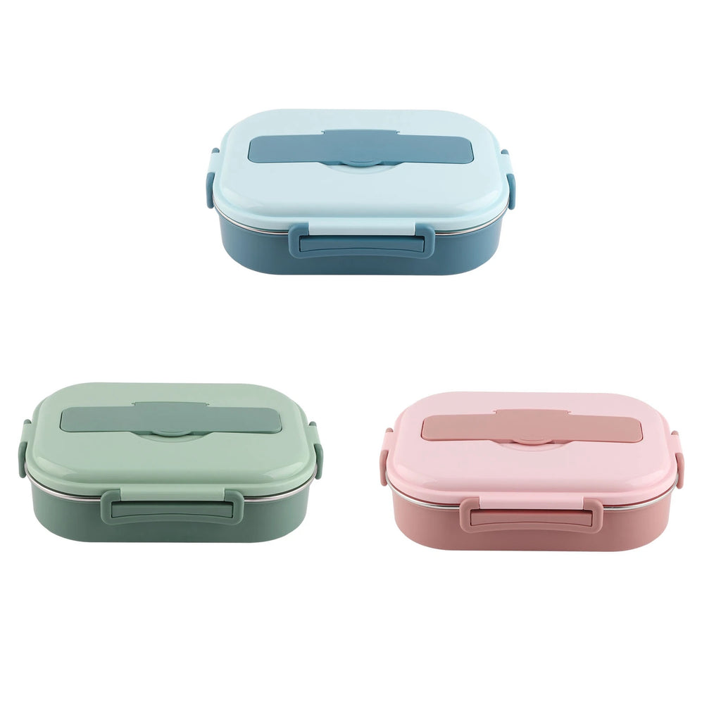 Fiambrera de acero inoxidable para estudiantes y adultos, contenedor de almacenamiento de alimentos, caja Bento portátil de 4 compartimentos