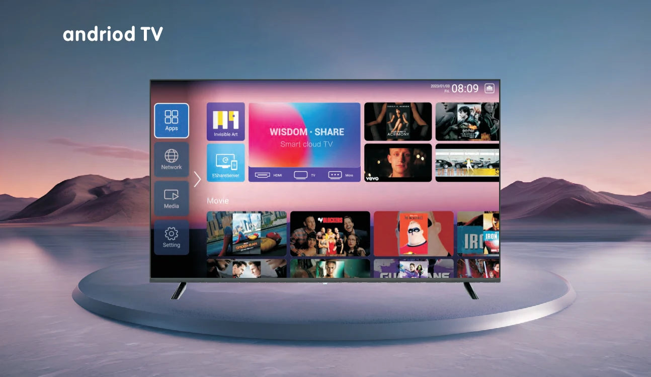 Smart TV LED con WiFi y para Bluetooth 4K UHD TV sin marco disponible en tamaños de 32 pulgadas y más grande para hoteles