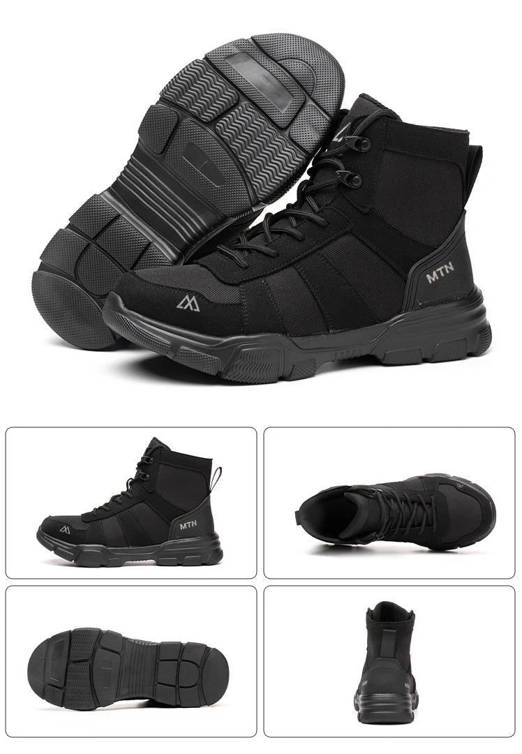 Zapatos de seguridad ligeros y transpirables para hombre, puntera de acero, zapatos de trabajo antigolpes, botas de seguridad indestructibles antipinchazos