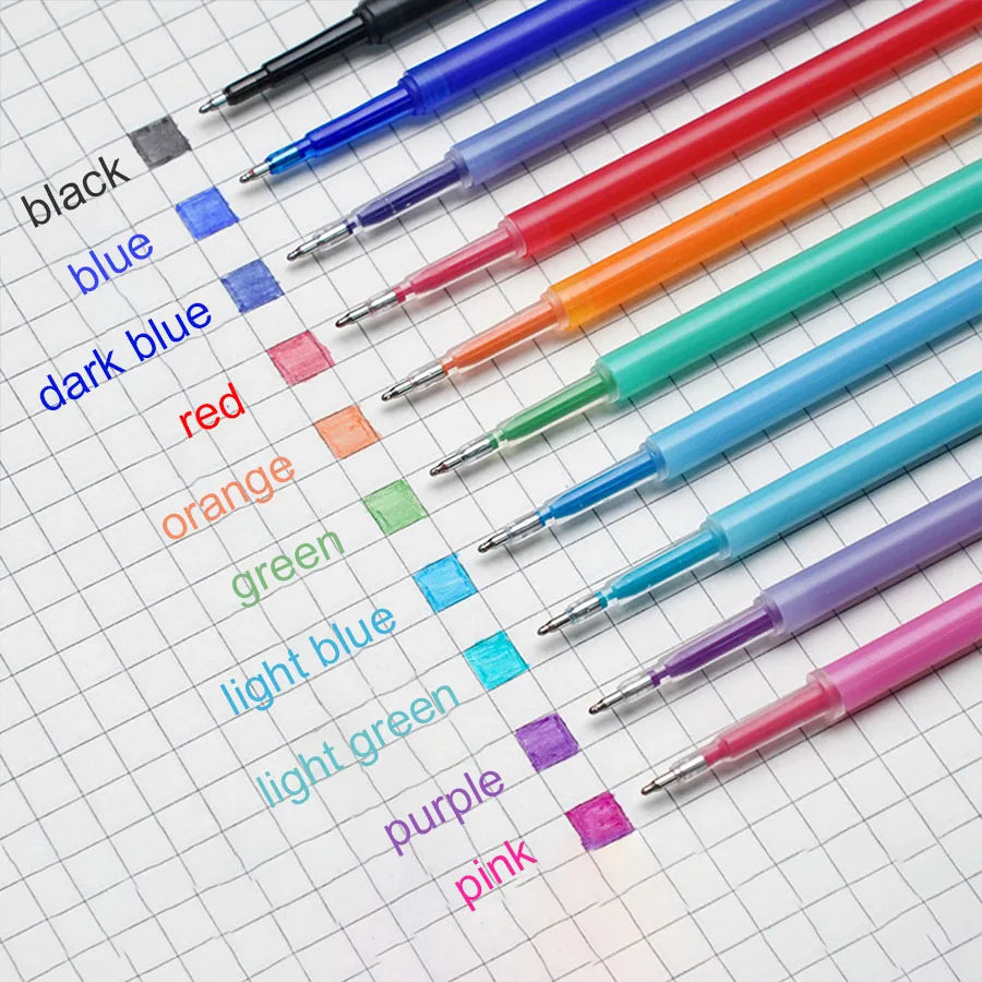 Juego de bolígrafos retráctiles borrables de color, 10 Uds., con recambios, escritura de dientes de punta extrafina de 0,5mm, perfecto para útiles escolares