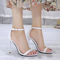Nuevo Color sólido Simple Sexy elegante banquete fiesta tacones altos verano punta abierta cómoda hebilla sandalias de moda para mujeres