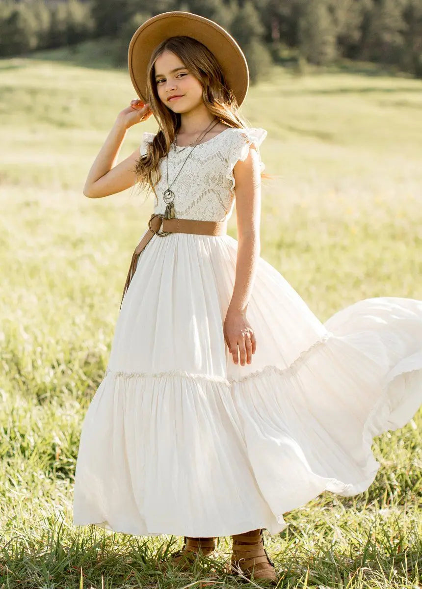 Vestidos largos bohemios de encaje para niñas de 3 a 14 años, vestido de fiesta de princesa con flores para bebés y niños, disfraz, ropa para niños