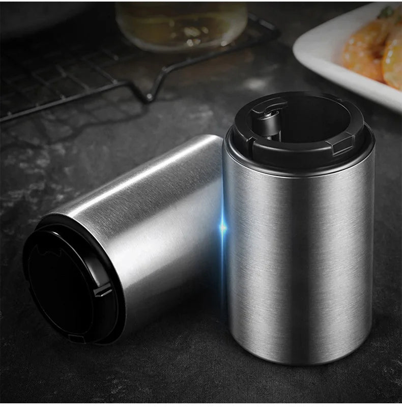 Abridor automático de botellas de cerveza de acero inoxidable, tapa de empuje sin curvatura, fácil de abrir para botellas de vidrio de cerveza y refresco, abridor de cocina