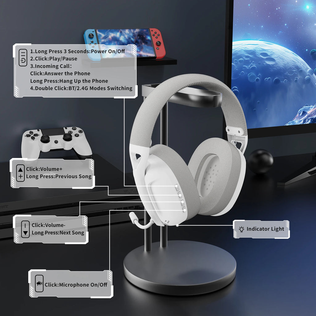 ATTACK SHARK L80 Auriculares para juegos ultraligeros de tres modos Auriculares para juegos inalámbricos ligeros para PC/PS4/PS5/Switch/Xbox