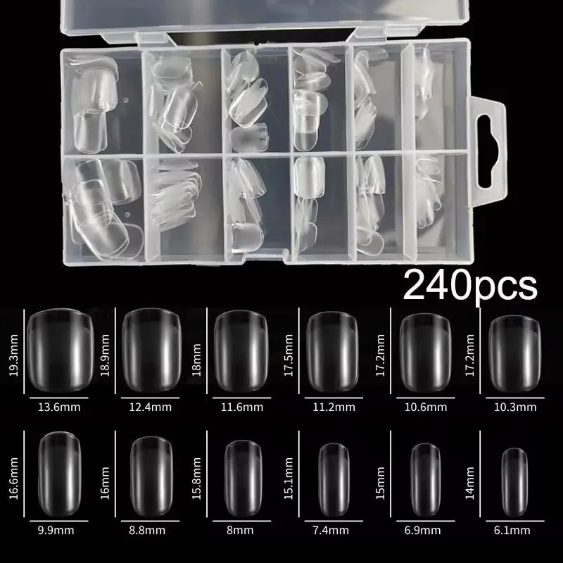 240 unids/caja semimate XXS puntas de uñas de almendra cubierta completa Gel suave extensión de uñas artificiales falsas perfecta para camas de uñas ultracortas